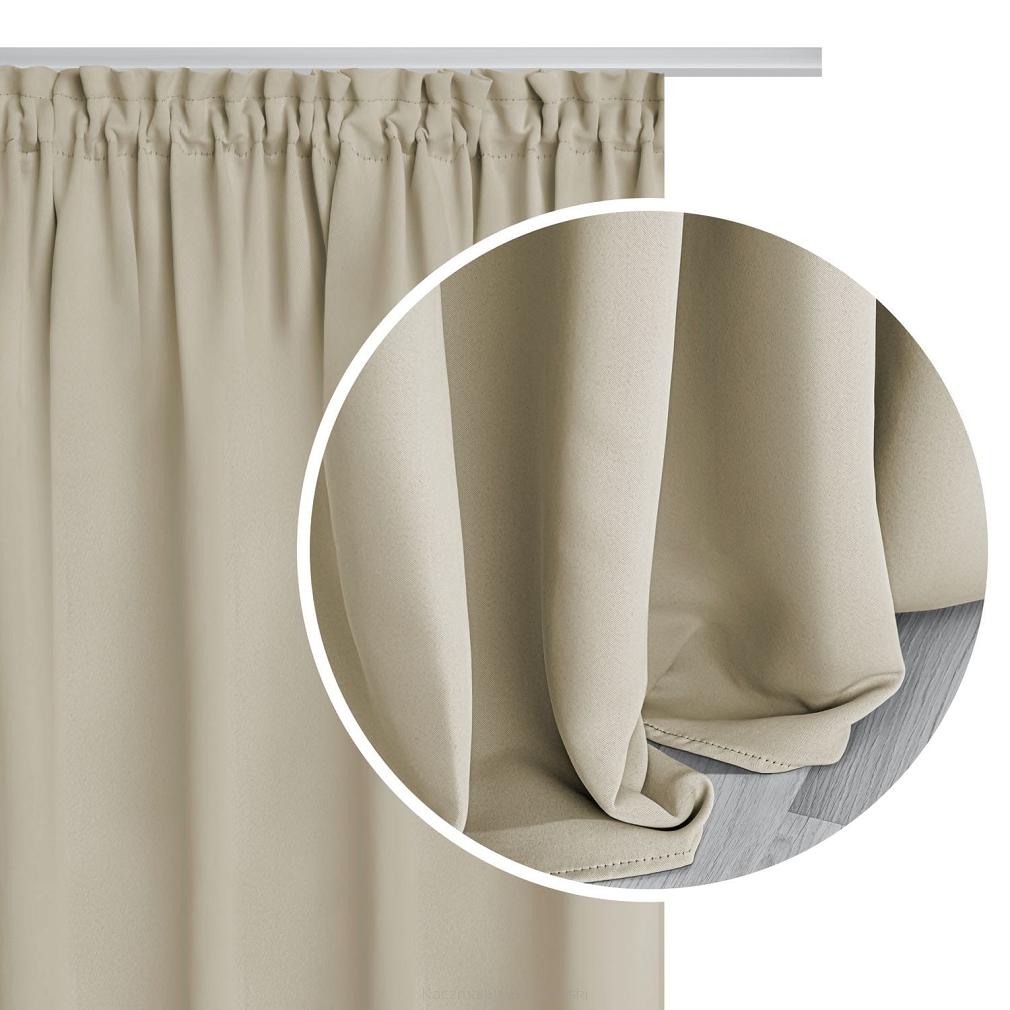 Beżowa Zasłona Zaciemniająca Na Taśmie Blackout 140x270 HOLD