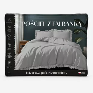Pościel Micro Jasnoszara Z Falbaną /160/