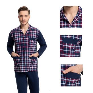 Piżama męska LUNA kod 797 rozpinana granatowy