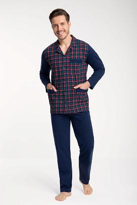 Piżama męska LUNA kod 797 rozpinana granatowa