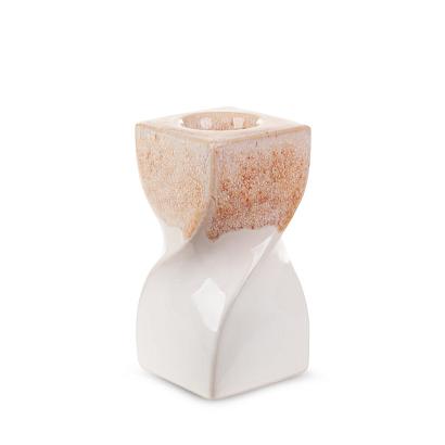 Świecznik dekoracyjny RUBEN 8x8x16 Eurofirany kremowy beżowy ombre asymetryczny