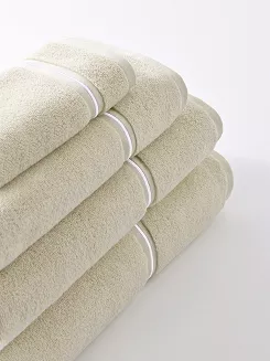 Ręcznik bawełniany LIBRE 100x150 beżowy z białą bizą