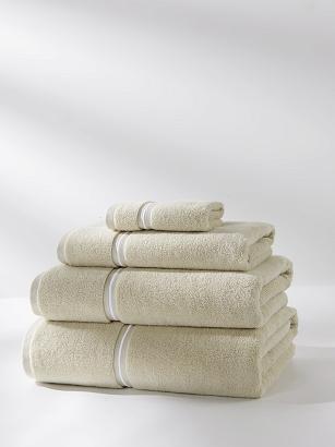 Ręcznik bawełniany LIBRE 100x150 beżowy z białą bizą