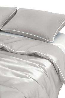 Pościel bambusowa 220x200 szara z białą bizą