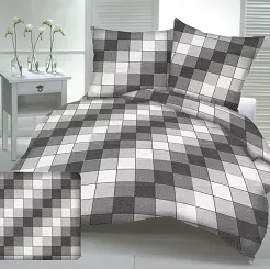 Pościel z kory 180x200 wzór piknikowa krata szara