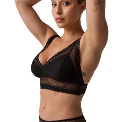 Figi damskie z tiulowym akcentem i koronkowym tyłem 212 czarne