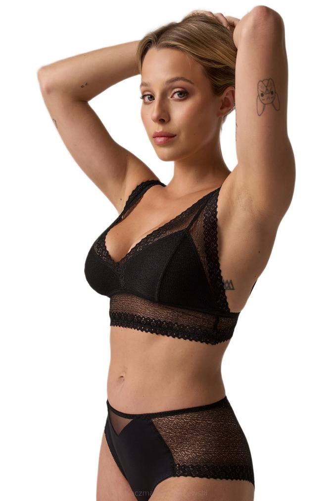 Figi damskie z tiulowym akcentem i koronkowym tyłem 212 czarne