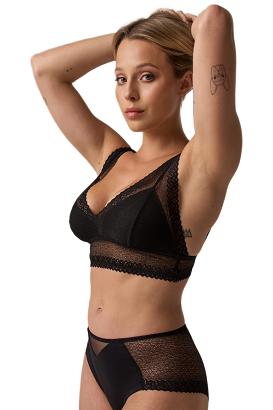 Figi damskie z tiulowym akcentem i koronkowym tyłem 212 czarne