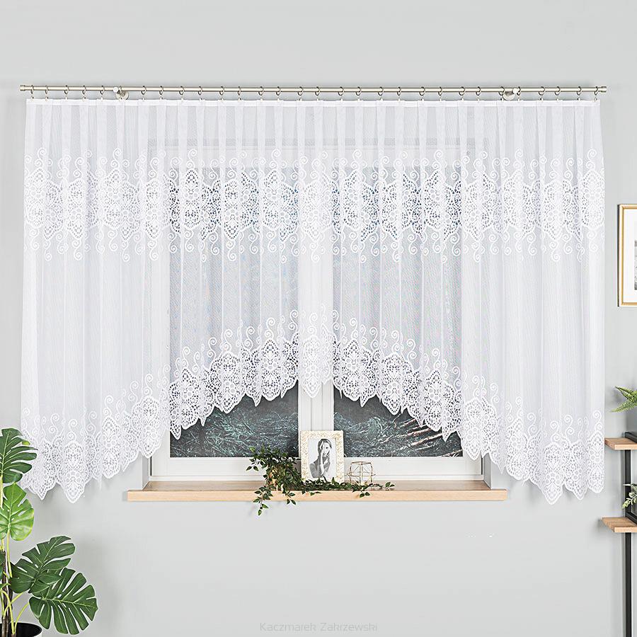 Firanka żakardowa gotowa na żabki CELINA 500x160 biała