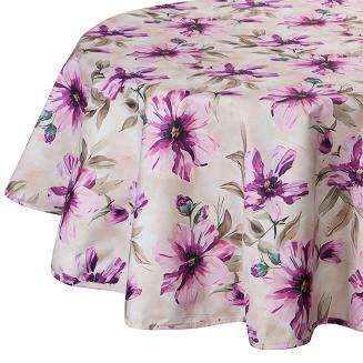 Obrus dekoracyjny  wodoodporny GARDEN 150x150 Eurofirany kremowy w kwiaty