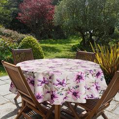 Obrus dekoracyjny  wodoodporny GARDEN 150x150 Eurofirany kremowy w kwiaty