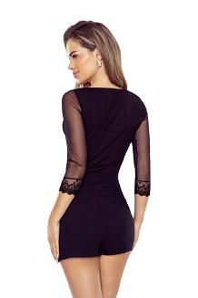 Bluzka damska z długim rękawem i delikatnymi koronkowymi akcentami Firenza czarna