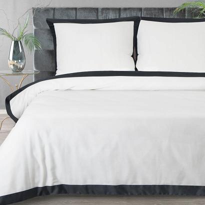 Pościel satynowa LAURA 160x200 Eurofirany biała czarna kanta