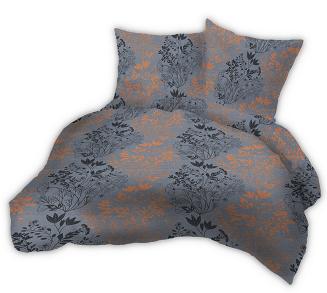 Pościel z kory 160x200 stalowa grafitowa pomarańczowa krzewy kwiaty