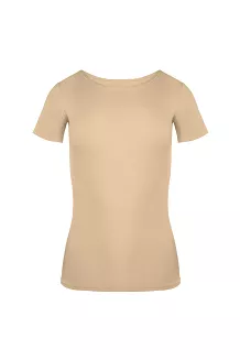 Bluzka damska z krótkim rękawem CARLA kolor: light beige