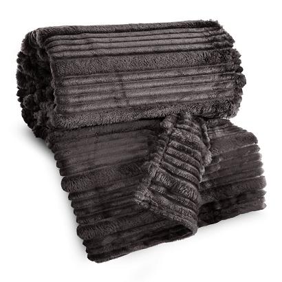 Koc narzuta NINA 150x200 Eurofirany stalowy niezwykle miękki w przestrzenne pasy