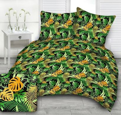 Pościel z kory 160x200 wzór amazonia na czarnym tle