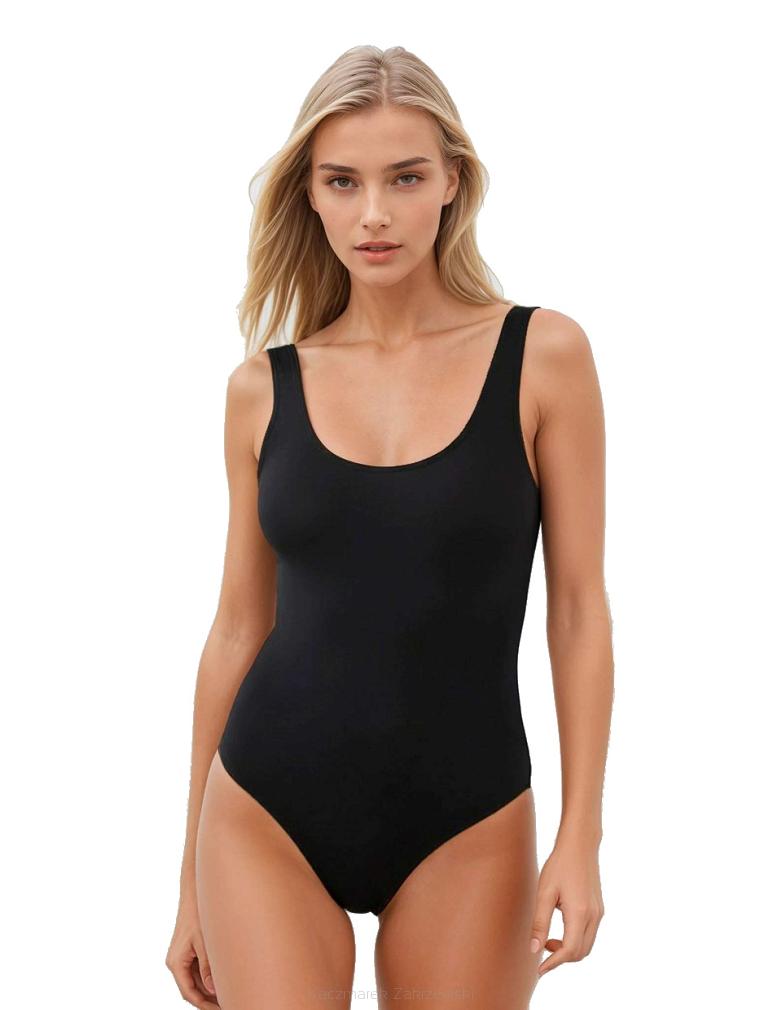 Body damskie z szerokimi ramiączkami tank top Sabrina czarne