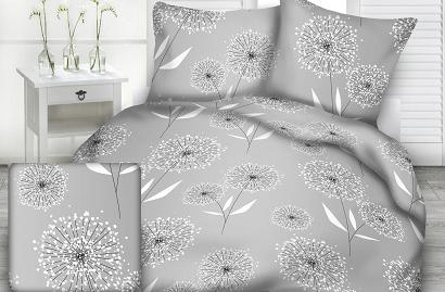 Pościel z kory 140x200 wzór dmuchawce na szarości