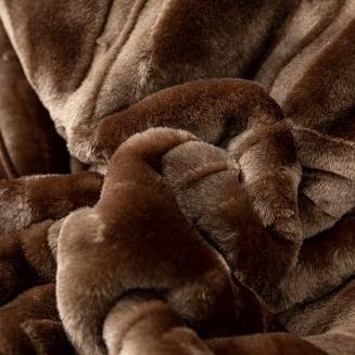 Koc akrylowy na fotel tłoczony VITO 200x220 geometryczny wzór brązowy