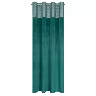 Zasłona gotowa na przelotkach AGNES 140x250 Design91 turkusowy/złoty