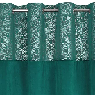 Zasłona gotowa na przelotkach AGNES 140x250 Design91 turkusowy/złoty