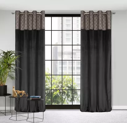 Zasłona gotowa na przelotkach AGNES 140x250 Design91 czarno/złota