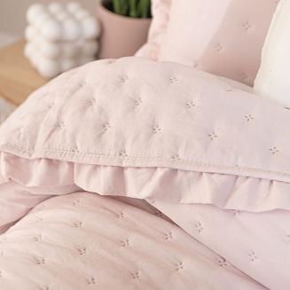 Narzuta dekoracyjna z falbaną WERONA 200x220 różowa