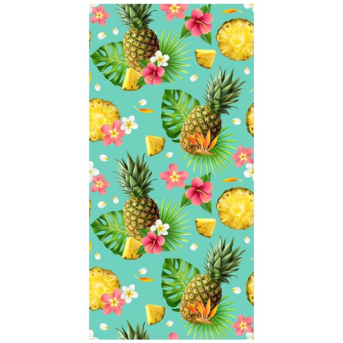 Ręcznik plażowy 70x140 wzór ananasy na szmaragdowym tle