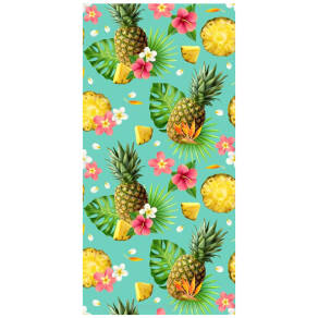 Ręcznik plażowy 70x140 wzór ananasy na szmaragdowym tle