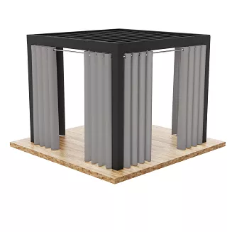 Zasłona gotowa na przelotkach GARDENIA 140x220 wodoodporna ogrodowa szarobeżowa