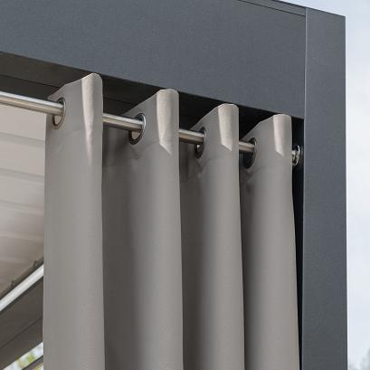 Zasłona gotowa na przelotkach GARDENIA 140x220 wodoodporna ogrodowa szarobeżowa