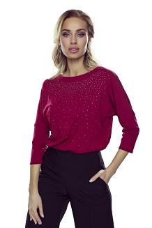 Bluzka damska z dżetami Zoe ciemnobordowa