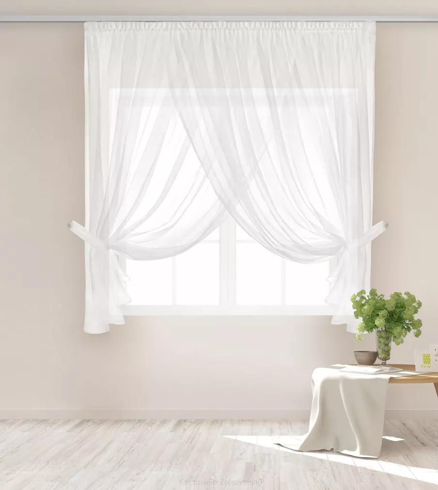 Firana gotowa na taśmie EMPORIO 400x150 biała
