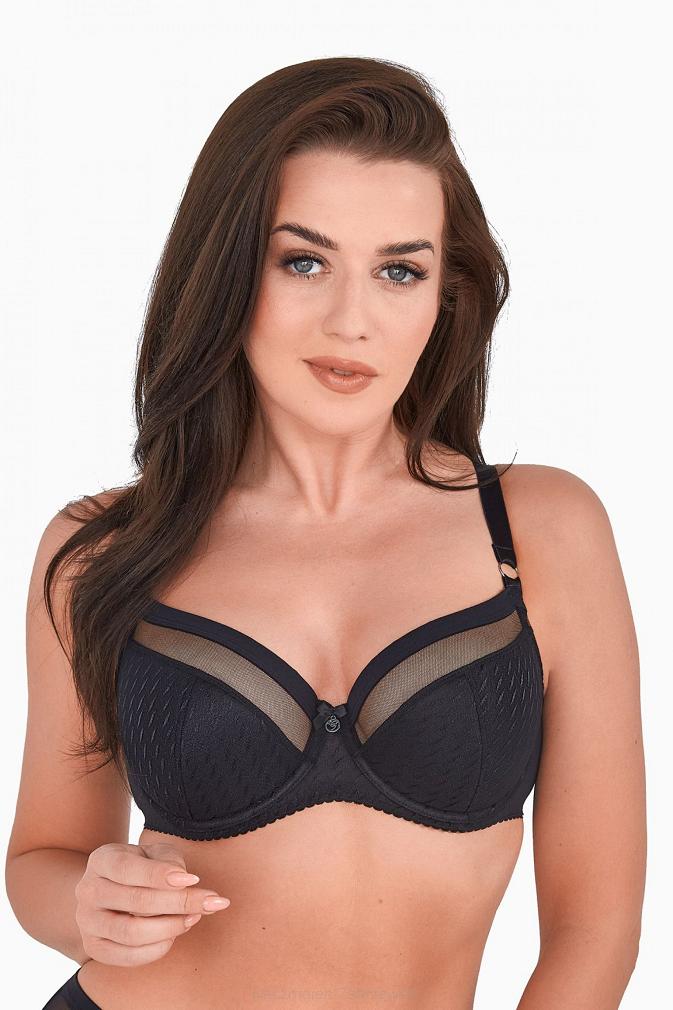 Biustonosz z tiulem Semi-Soft Emma 1231 półusztywniany czarny