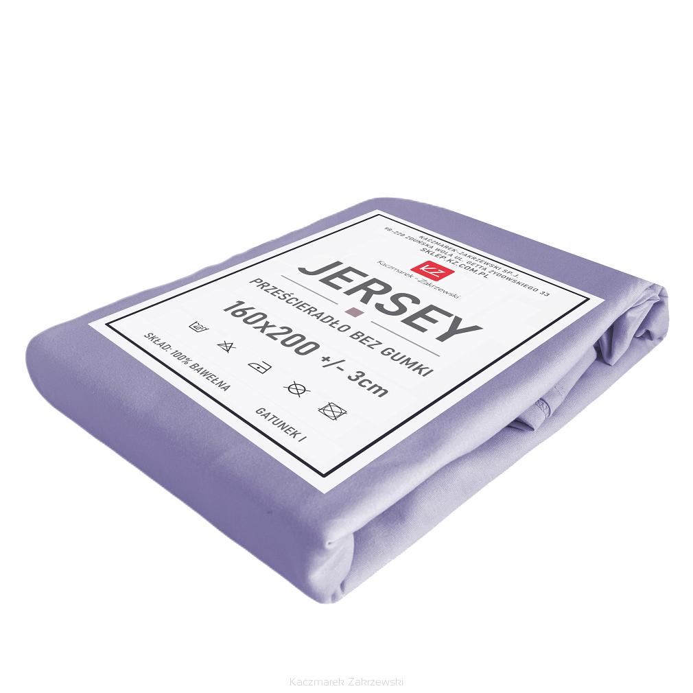 Prześcieradło jersey bez gumki 160x200 lawendowe