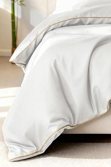Pościel bambusowa 220x200 biała ze złotą bizą