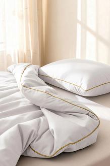 Pościel bambusowa 220x200 biała ze złotą bizą