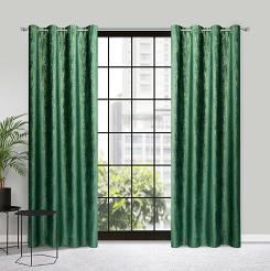 Zasłona gotowa na przelotkach MARSALA 140x250 Eurofirany ciemnozielony/szampański