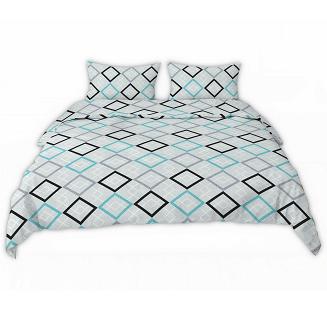 Pościel z kory 200x220 szara turkusowa czarna romby