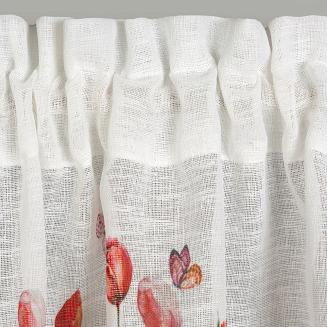 Firana gotowa na taśmie STELLA 130x50 Eurofirany biały/czerwony