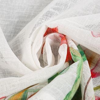 Firana gotowa na taśmie STELLA 130x50 Eurofirany biały/czerwony