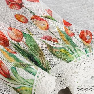 Firana gotowa na taśmie STELLA 130x50 Eurofirany biały/czerwony