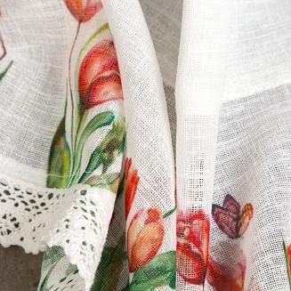 Firana gotowa na taśmie STELLA 130x50 Eurofirany biały/czerwony