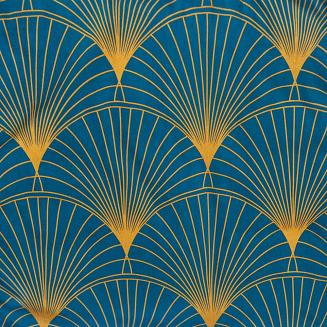 Pościel z makosatyny POS 160x200 Eurofirany granatowy/miodowy