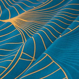 Pościel z makosatyny POS 160x200 Eurofirany granatowy/miodowy