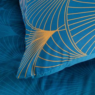 Pościel z makosatyny POS 160x200 Eurofirany granatowy/miodowy