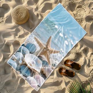 Ręcznik plażowy 100x180 rozgwiazda i perły na plaży