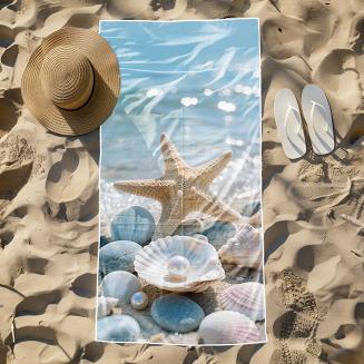 Ręcznik plażowy 100x180 rozgwiazda i perły na plaży