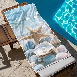 Ręcznik plażowy 100x180 rozgwiazda i perły na plaży
